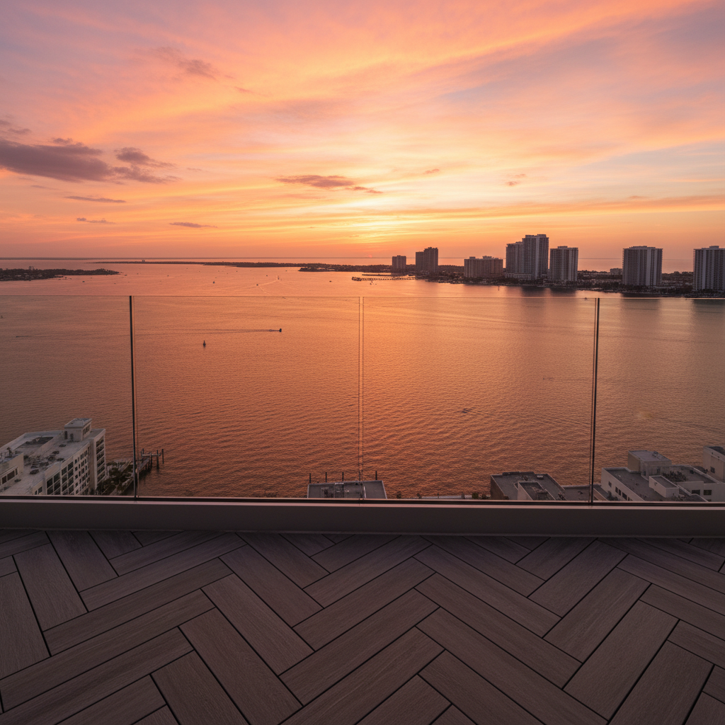 Luxury penthouse terrace with city view