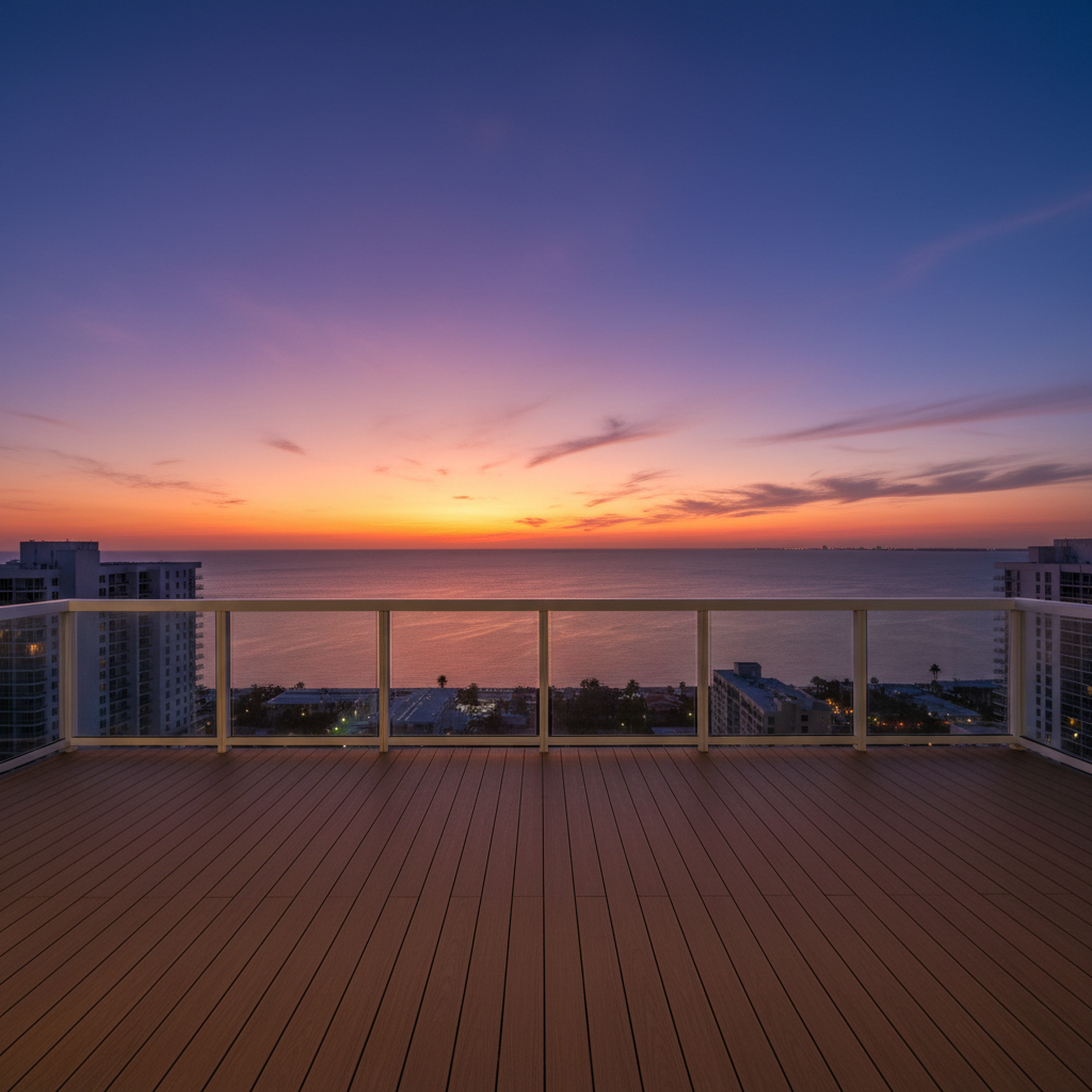 Penthouse terrace with waterfront view, Florida Gulf Coast